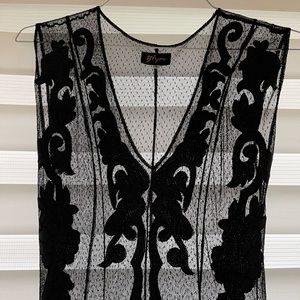 Johnny Was Biya black embroidered dress. Comes with white slip